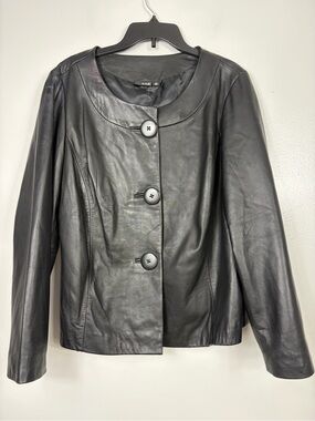 a.n.a. genuine leather collarless jacket 1X